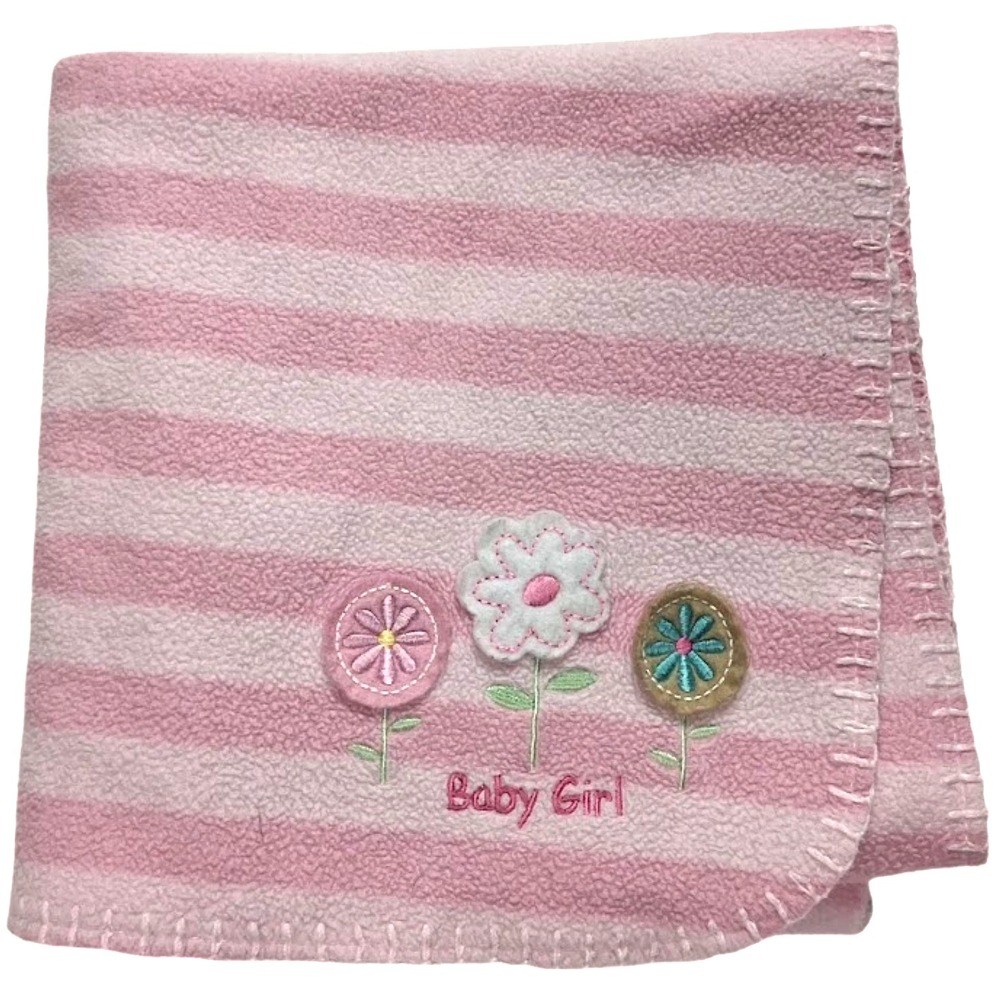 Circo Pink Stripe BABY GIRL Flower‎ Fleece Thin Blanket Target Lovey Security